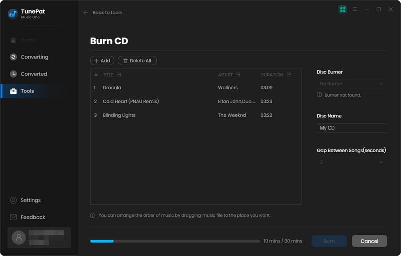 burn any song to cd
