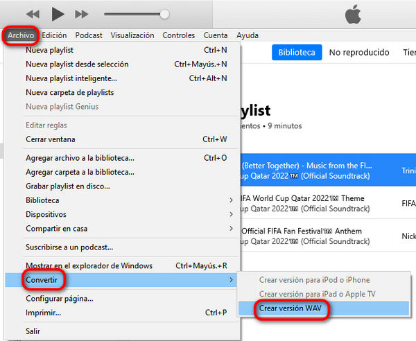 convertir música de Apple a WAV