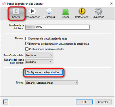 cambiar la configuración de importación en iTunes