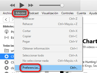 preferencias de iTunes