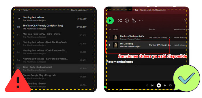 Reparar canciones de Spotify atenuadas