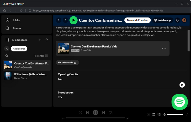 verificar audiolibros de Spotify