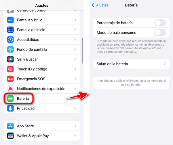 desactivar el ahorro de batería en el iphone