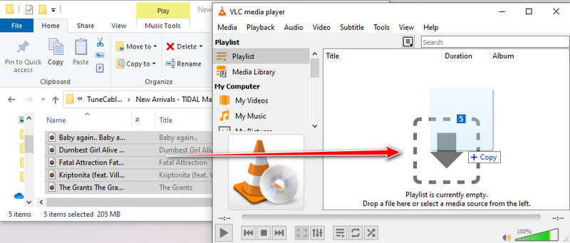 add tidal music to vlc media player