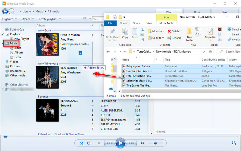 add tidal music to windows media player
