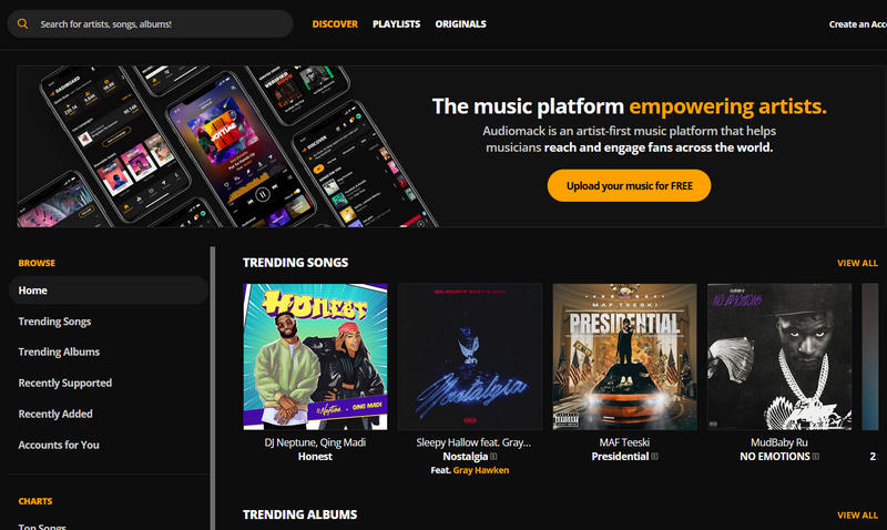 unblocked free music sites AudioMack