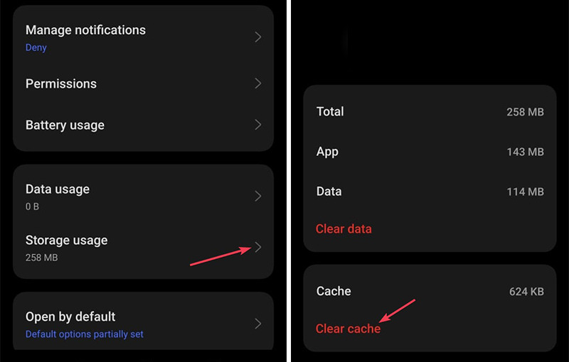 clear android app cache