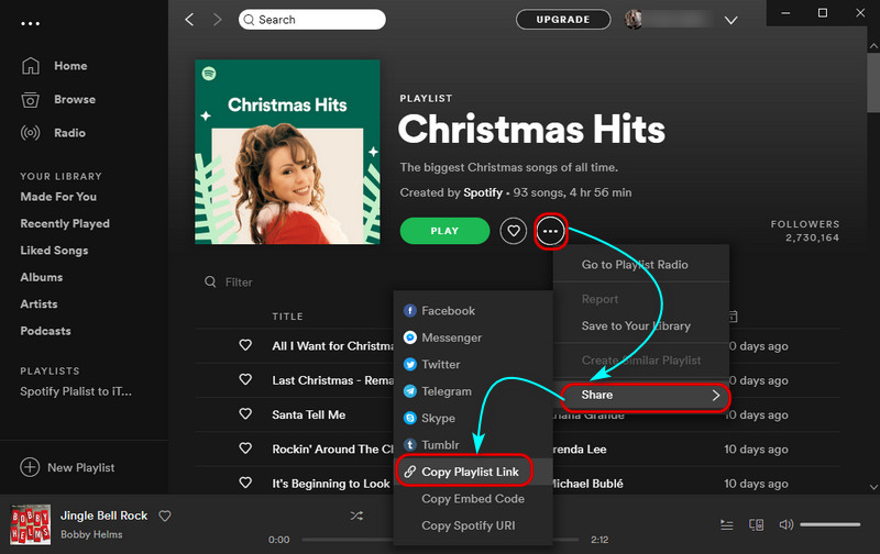 extract christmas songs from spotify