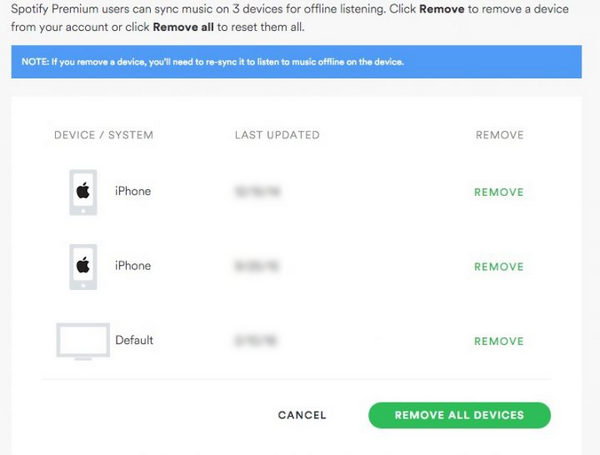 remove device from spotify account