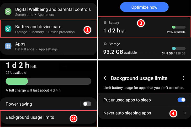 Background Usage Limit - Never auto sleep apps