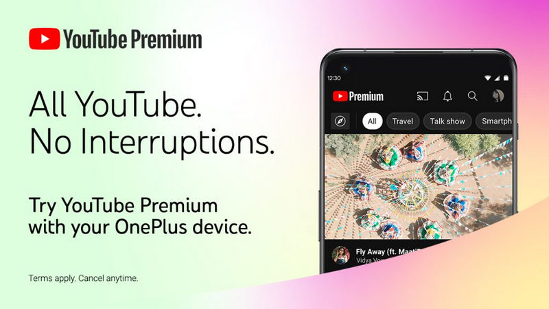 get YouTube Premium free via oneplus