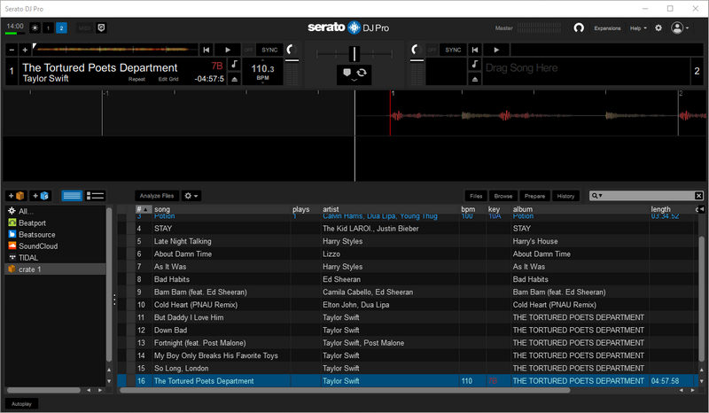 mix taylor swift albums with serato dj