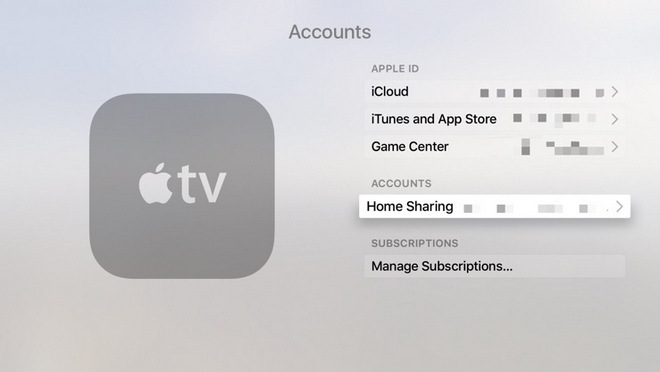 turn on home sharing on apple tv
