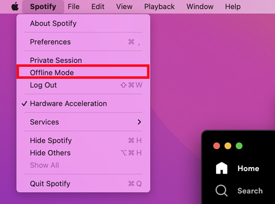 spotify offline mode on mac
