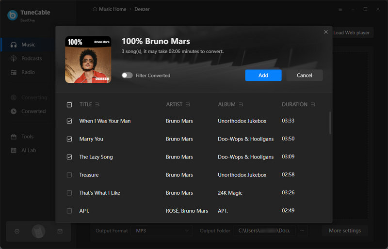 add music from deezer
