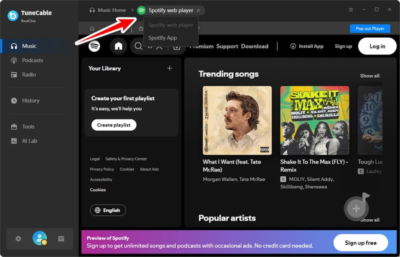 switch to spotify webp or spotify app