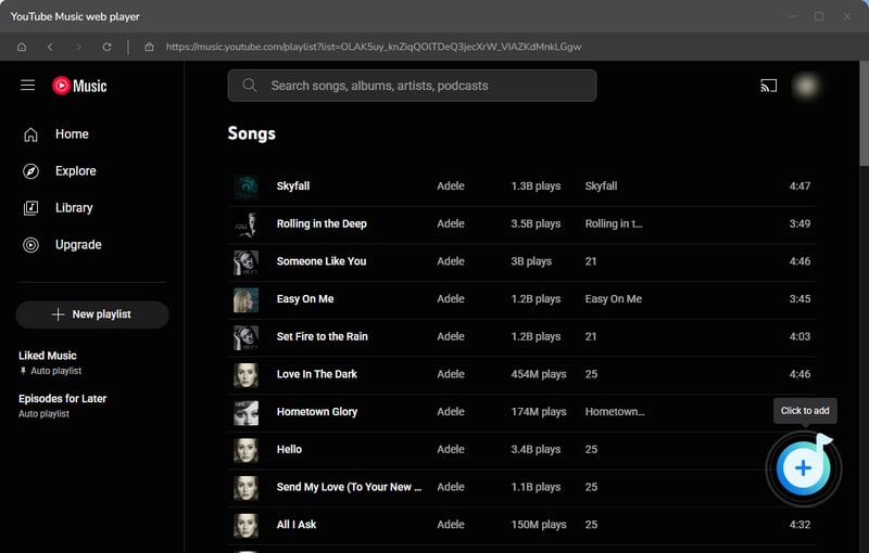 click to download youtube music playlist