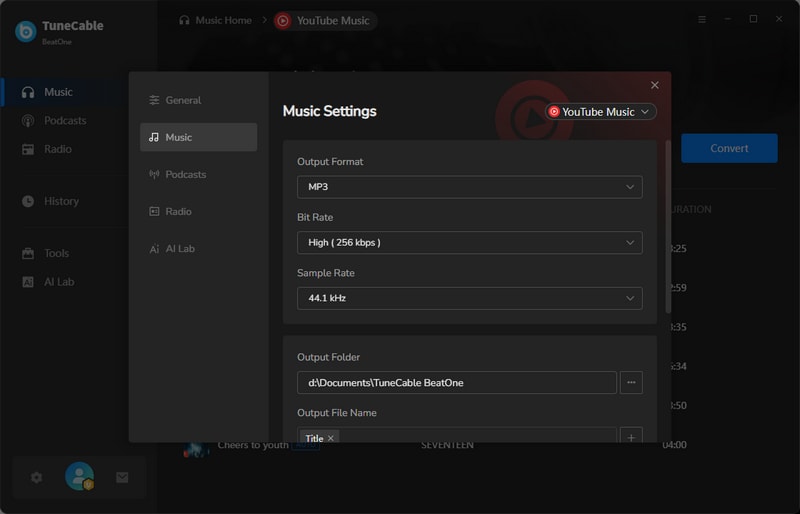 youtube music playlist settings