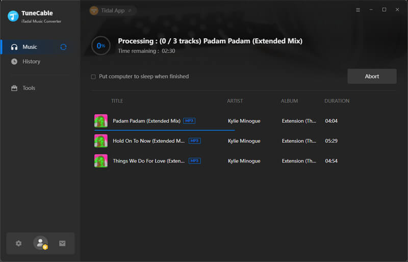converting tidal music