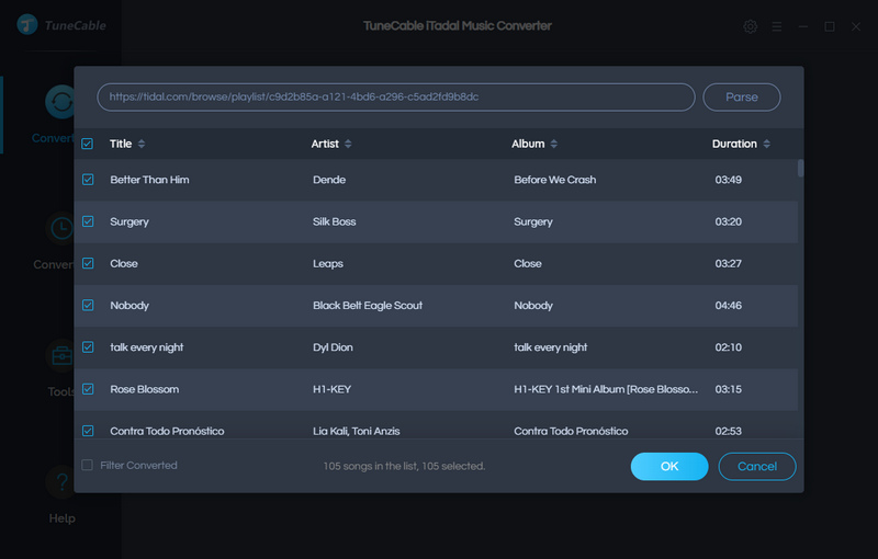 select tidal songs to download