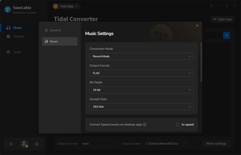 choose flac on tunecable