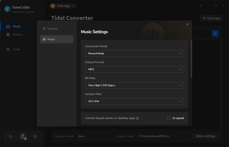 choose MP3 on tunecable