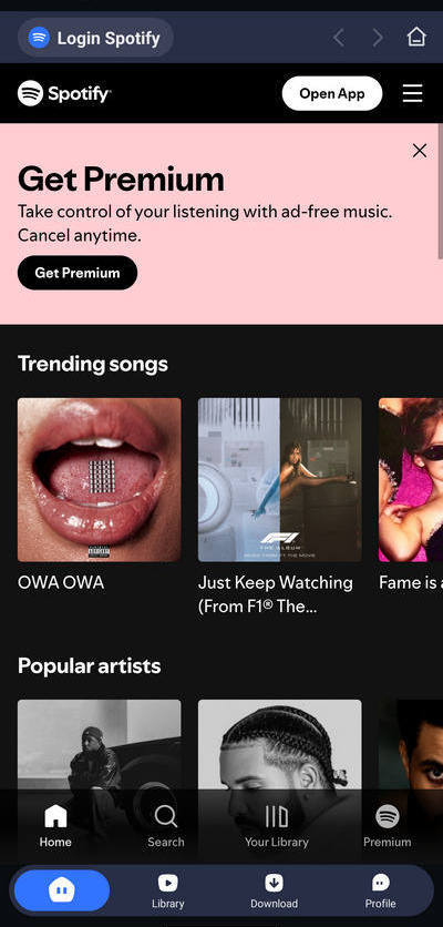 log in to Spotify
