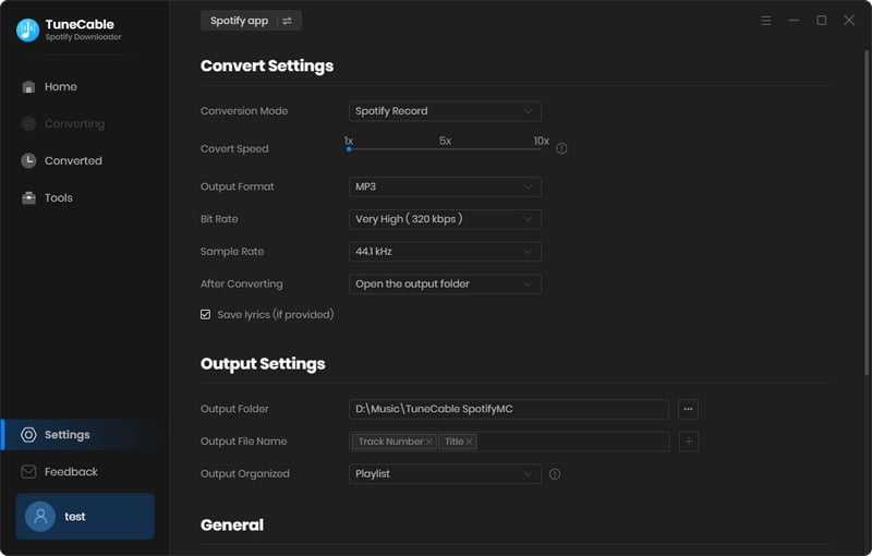 adjust output settings of spotify music