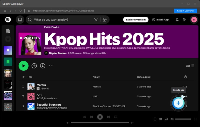 add spotify music to convert