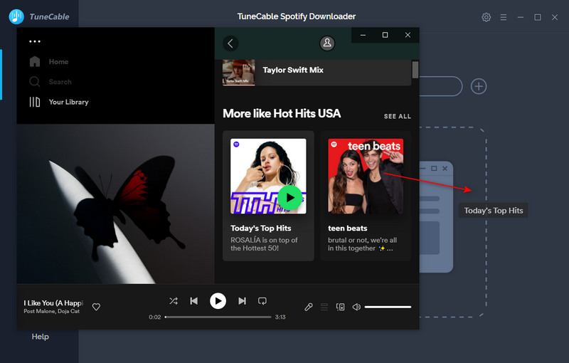 drag and drop spotify music to tunecable