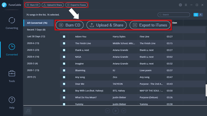 burn spotify to cd, upload and share spotify to onedrive, export spotify to itunes